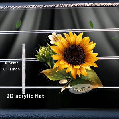 2D Flat Sunflower Car Air Vent Clip Decoration- Acrylic Vent Clip With Compressed Fragrance Pad, Fits Most Vehicles, Car Interior Accessory, Deodorizer, Creative Gift Idea, Vehicle Decor| Sunflower