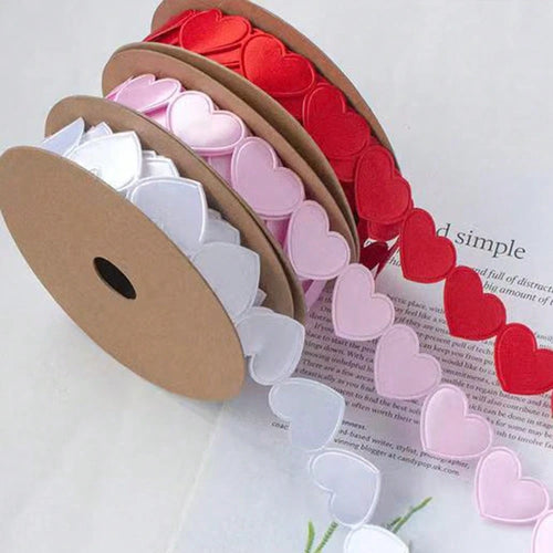 2m Heart Hollow Ribbon, 3 Colors Red White Pink, Valentine's Day Gift Wrapping Wedding DIY Handmade