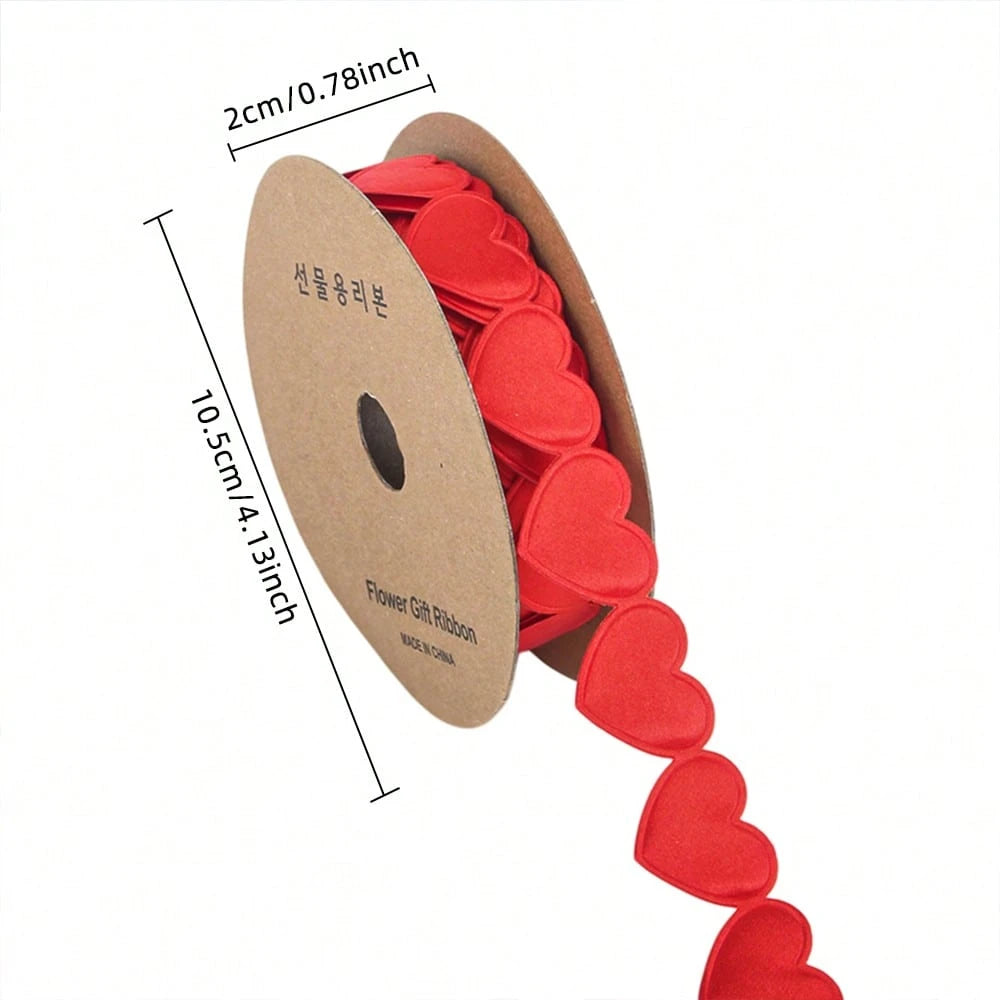 2m Heart Hollow Ribbon, 3 Colors Red White Pink, Valentine's Day Gift Wrapping Wedding DIY Handmade