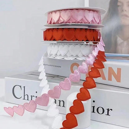 2m Heart Hollow Ribbon, 3 Colors Red White Pink, Valentine's Day Gift Wrapping Wedding DIY Handmade