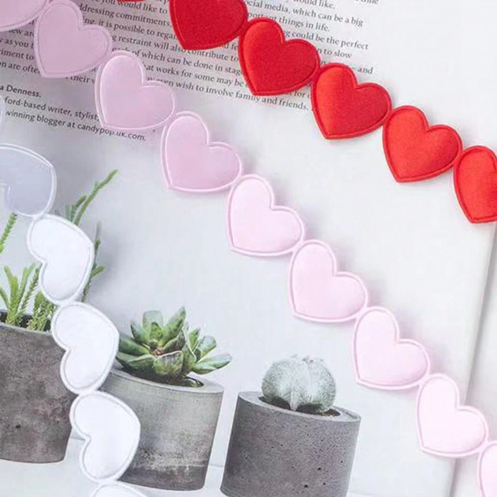 2m Heart Hollow Ribbon, 3 Colors Red White Pink, Valentine's Day Gift Wrapping Wedding DIY Handmade