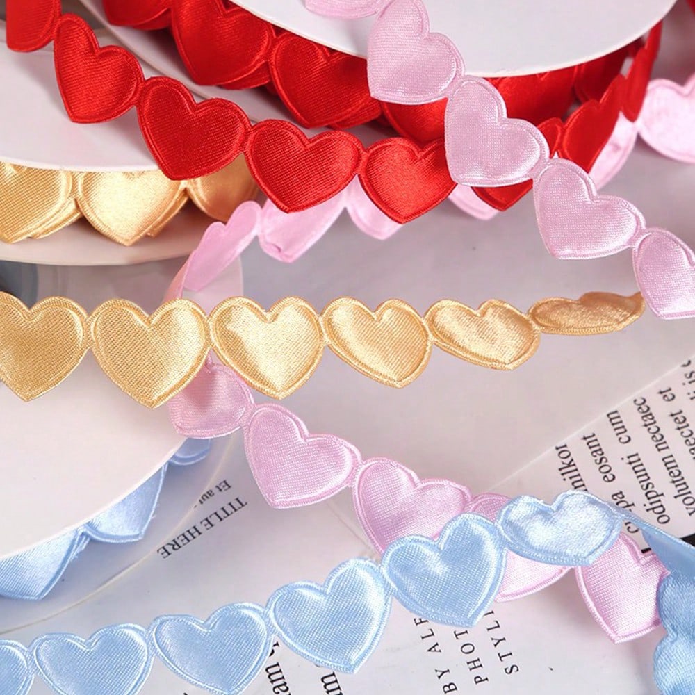 2m Heart Hollow Ribbon, 3 Colors Red White Pink, Valentine's Day Gift Wrapping Wedding DIY Handmade