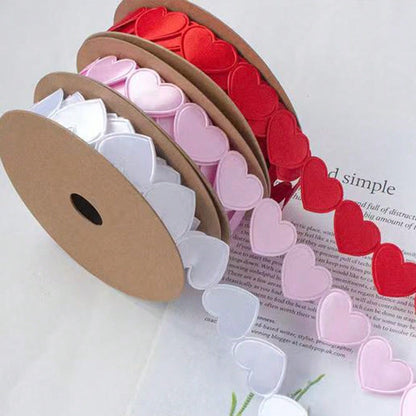 2m Heart Hollow Ribbon, 3 Colors Red White Pink, Valentine's Day Gift Wrapping Wedding DIY Handmade