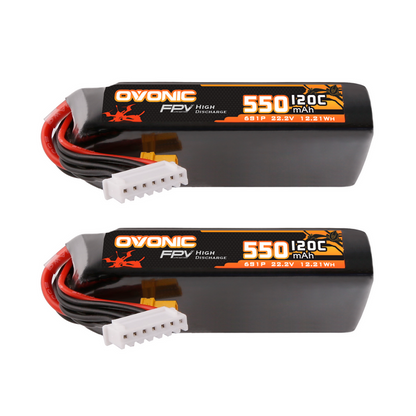 Ovonic 120C 550mAh 6S LiPo Battery 22.2V with XT30 Plug