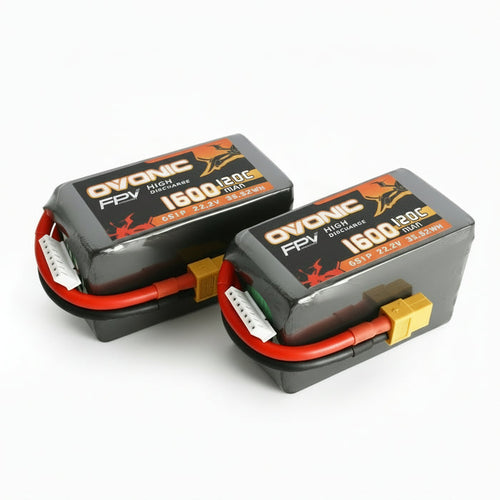 2×Ovonic 120C 6S 1600mAh LiPo Battery 22.2V for FPV Racing with XT60 Plug