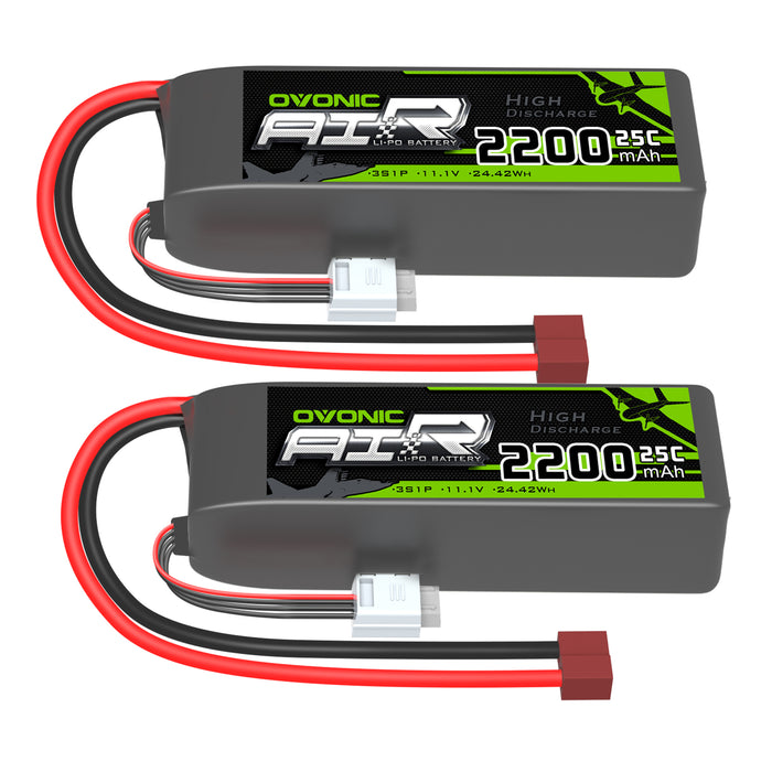 2×OVONIC 3S Lipo Battery 2200mAh 25C 11.1V with Deans Plug for RC Airplane Glider Park Flyer FT012 RC Boat