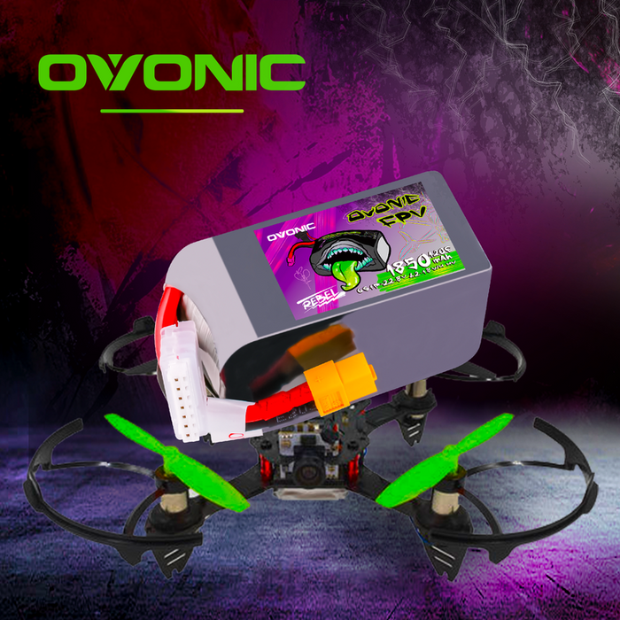 2×Ovonic Rebel 2.0 6S Lipo Battery 1850mah 120C 22.2V FPV Lipo Battery Pack with XT60 Plug