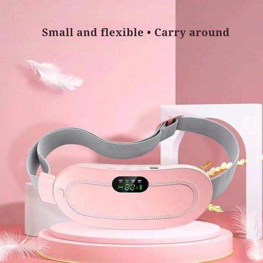 2Pc Pink Menstrual Heating Belt, 4 Massage Modes Cordless Heating Pad, Rechargeable Portable Belly Waist Warmer Women Period Cramps Pain Relief Home Outdoor Use