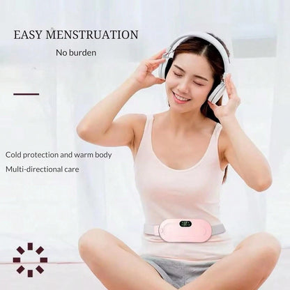 2Pc Pink Menstrual Heating Belt, 4 Massage Modes Cordless Heating Pad, Rechargeable Portable Belly Waist Warmer Women Period Cramps Pain Relief Home Outdoor Use