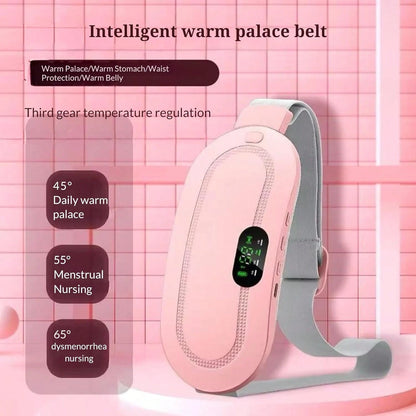 2Pc Pink Menstrual Heating Belt, 4 Massage Modes Cordless Heating Pad, Rechargeable Portable Belly Waist Warmer Women Period Cramps Pain Relief Home Outdoor Use