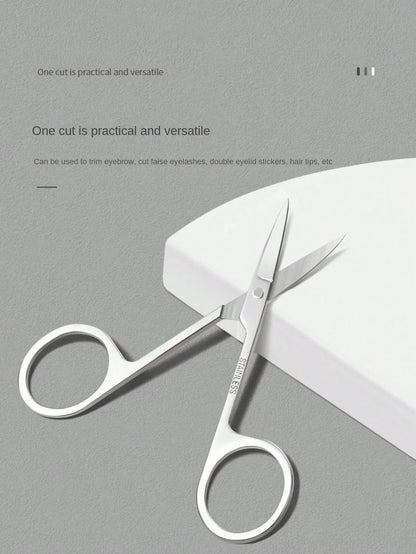 2pcs/1pc Stainless Steel Slanted Eyebrow Tweezers, Eyebrow Scissors, Eyebrow Trimming Scissors Set, For Eyebrow Shaping, Also For Removing Fine Hair, Professional Makeup Beauty Tools, Suitable For Tra