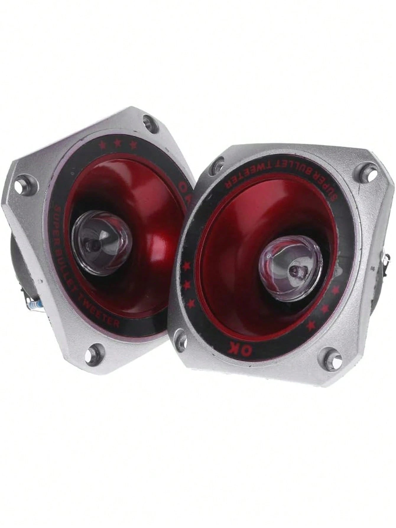 2pcs 3.5-Inch Car Tweeters, Stage-Level Piezo Pure Tweeters, High Power Red Woofer Tweeter