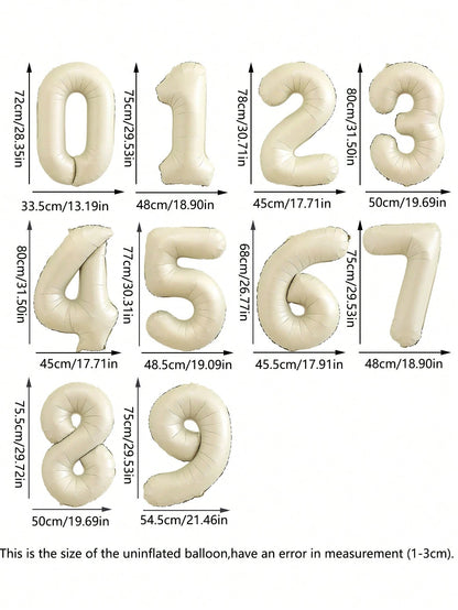 2pcs 32-Inch Cream-Colored 0-9 Number Balloons & Cherry Stickers, Suitable For Birthday Party, Anniversary, Cherry Themed Decoration