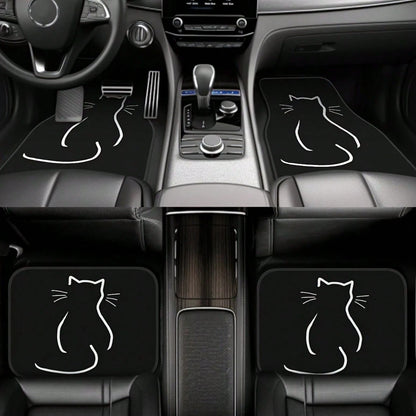 2PCS/4PCS Cute Cartoon Cat Pattern Car Floor Mats, Full Coverage For Front And Rear, Interior Accessories, Made Of Crystal Velvet Material, Suitable For Sedans,, And SUVs Of All Models, Neutral Holid