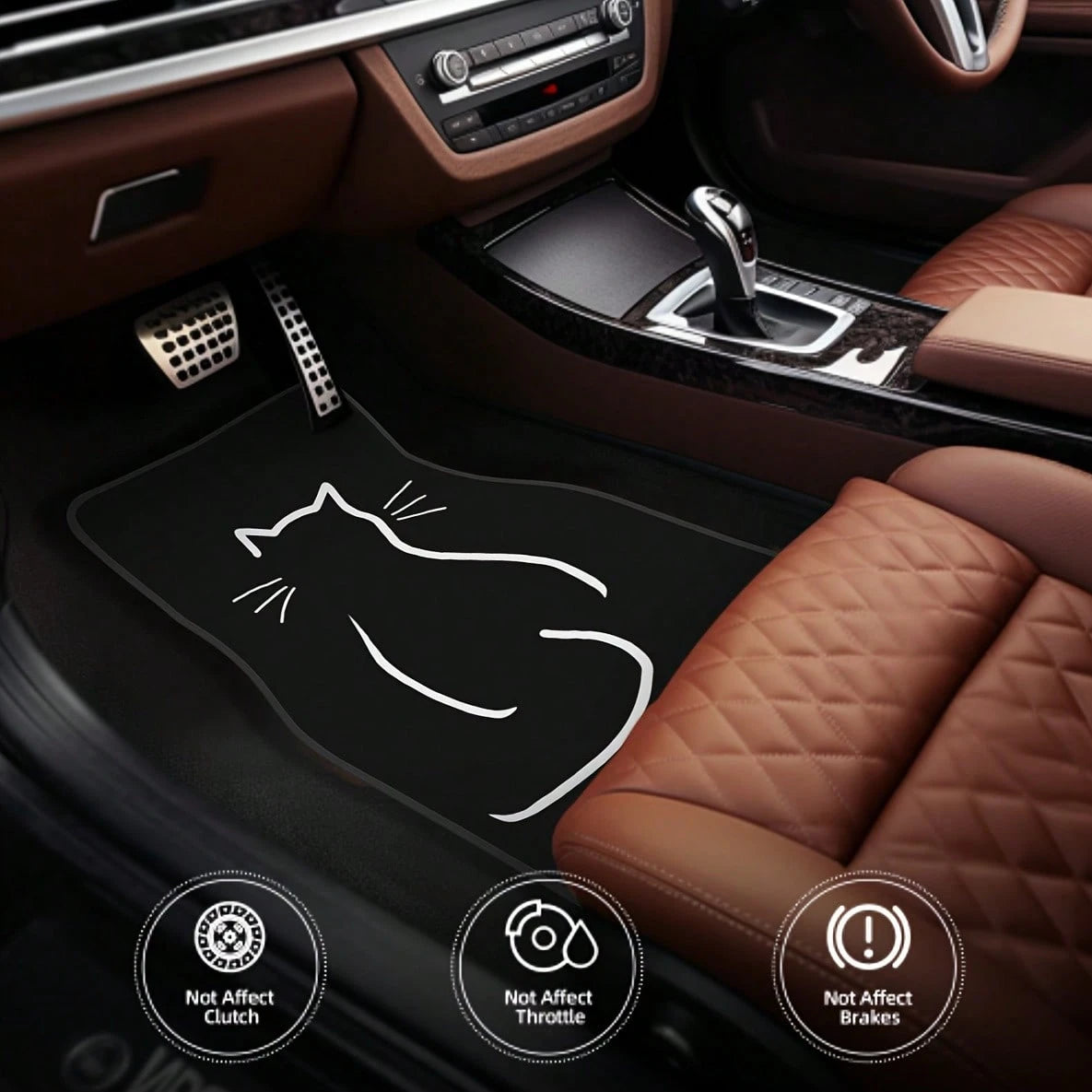 2PCS/4PCS Cute Cartoon Cat Pattern Car Floor Mats, Full Coverage For Front And Rear, Interior Accessories, Made Of Crystal Velvet Material, Suitable For Sedans,, And SUVs Of All Models, Neutral Holid