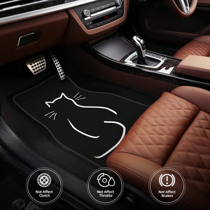 2PCS/4PCS Cute Cartoon Cat Pattern Car Floor Mats, Full Coverage For Front And Rear, Interior Accessories, Made Of Crystal Velvet Material, Suitable For Sedans,, And SUVs Of All Models, Neutral Holid
