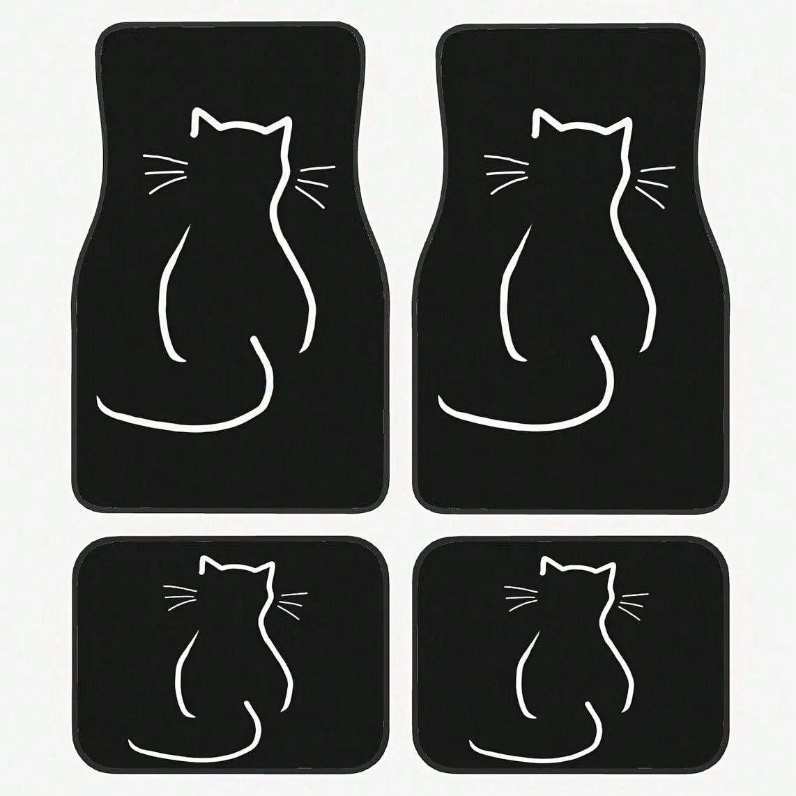 2PCS/4PCS Cute Cartoon Cat Pattern Car Floor Mats, Full Coverage For Front And Rear, Interior Accessories, Made Of Crystal Velvet Material, Suitable For Sedans,, And SUVs Of All Models, Neutral Holid