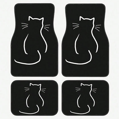 2PCS/4PCS Cute Cartoon Cat Pattern Car Floor Mats, Full Coverage For Front And Rear, Interior Accessories, Made Of Crystal Velvet Material, Suitable For Sedans,, And SUVs Of All Models, Neutral Holid