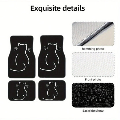 2PCS/4PCS Cute Cartoon Cat Pattern Car Floor Mats, Full Coverage For Front And Rear, Interior Accessories, Made Of Crystal Velvet Material, Suitable For Sedans,, And SUVs Of All Models, Neutral Holid