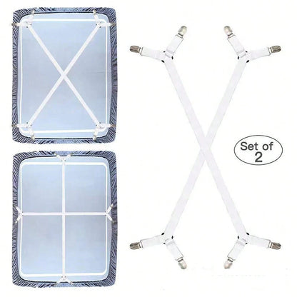 2pcs Adjustable Bed Sheet Holder Elastic Strap Clips, Cross-Shaped Bed Sheet Fastener