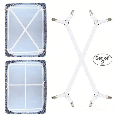 2pcs Adjustable Bed Sheet Holder Elastic Strap Clips, Cross-Shaped Bed Sheet Fastener