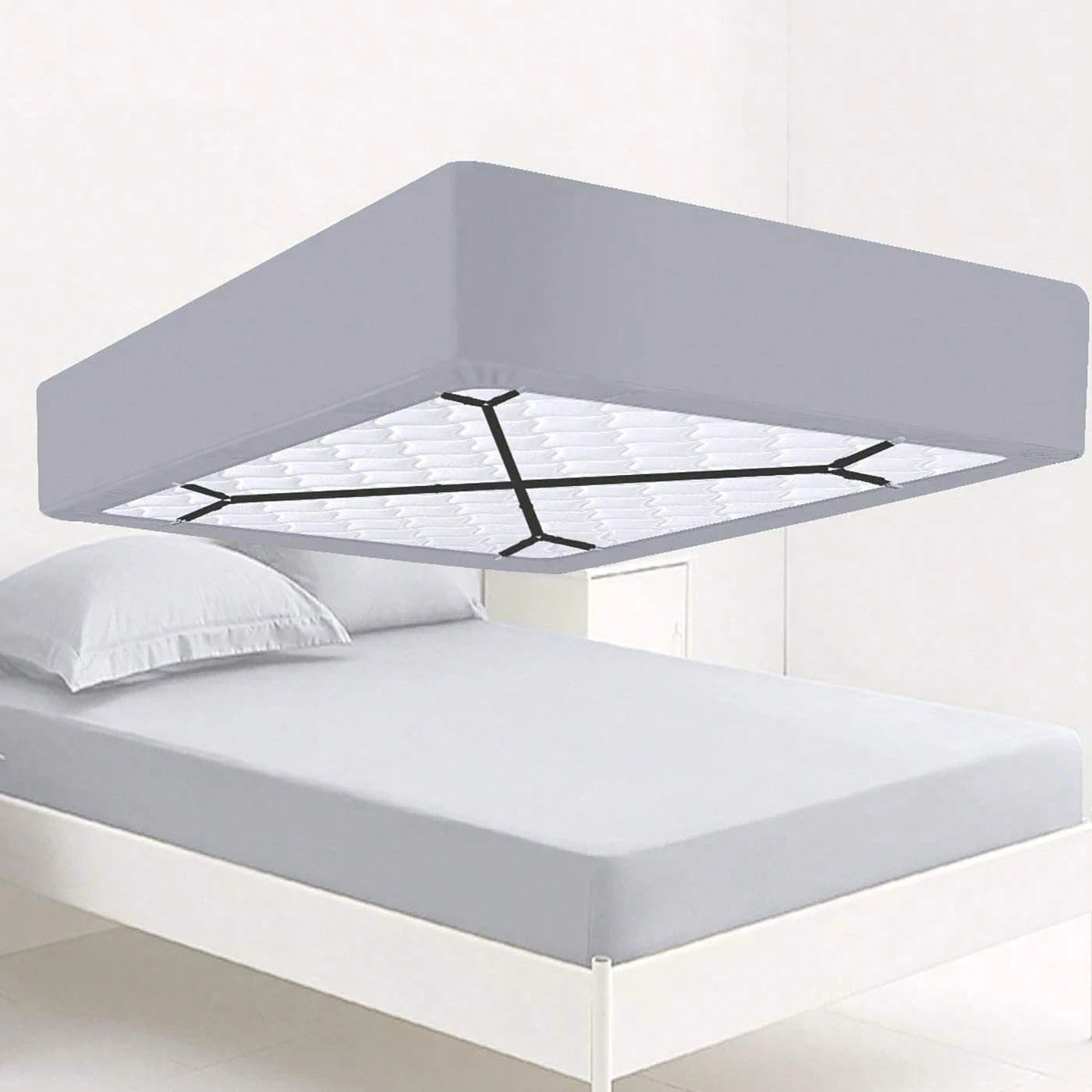 2pcs Adjustable Bed Sheet Holder Elastic Strap Clips, Cross-Shaped Bed Sheet Fastener