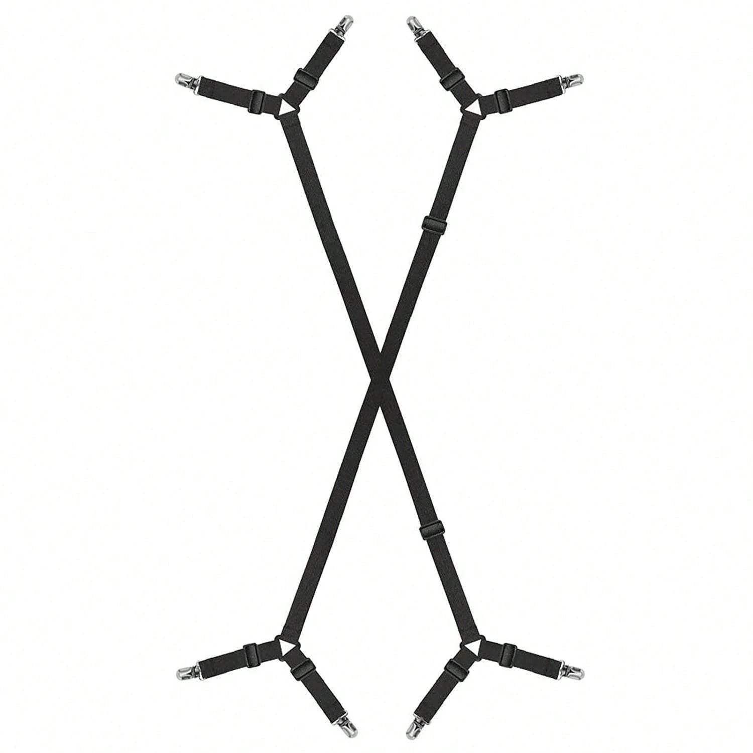 2pcs Adjustable Bed Sheet Holder Elastic Strap Clips, Cross-Shaped Bed Sheet Fastener