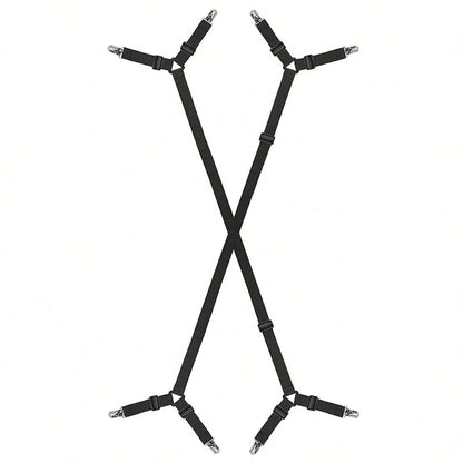 2pcs Adjustable Bed Sheet Holder Elastic Strap Clips, Cross-Shaped Bed Sheet Fastener