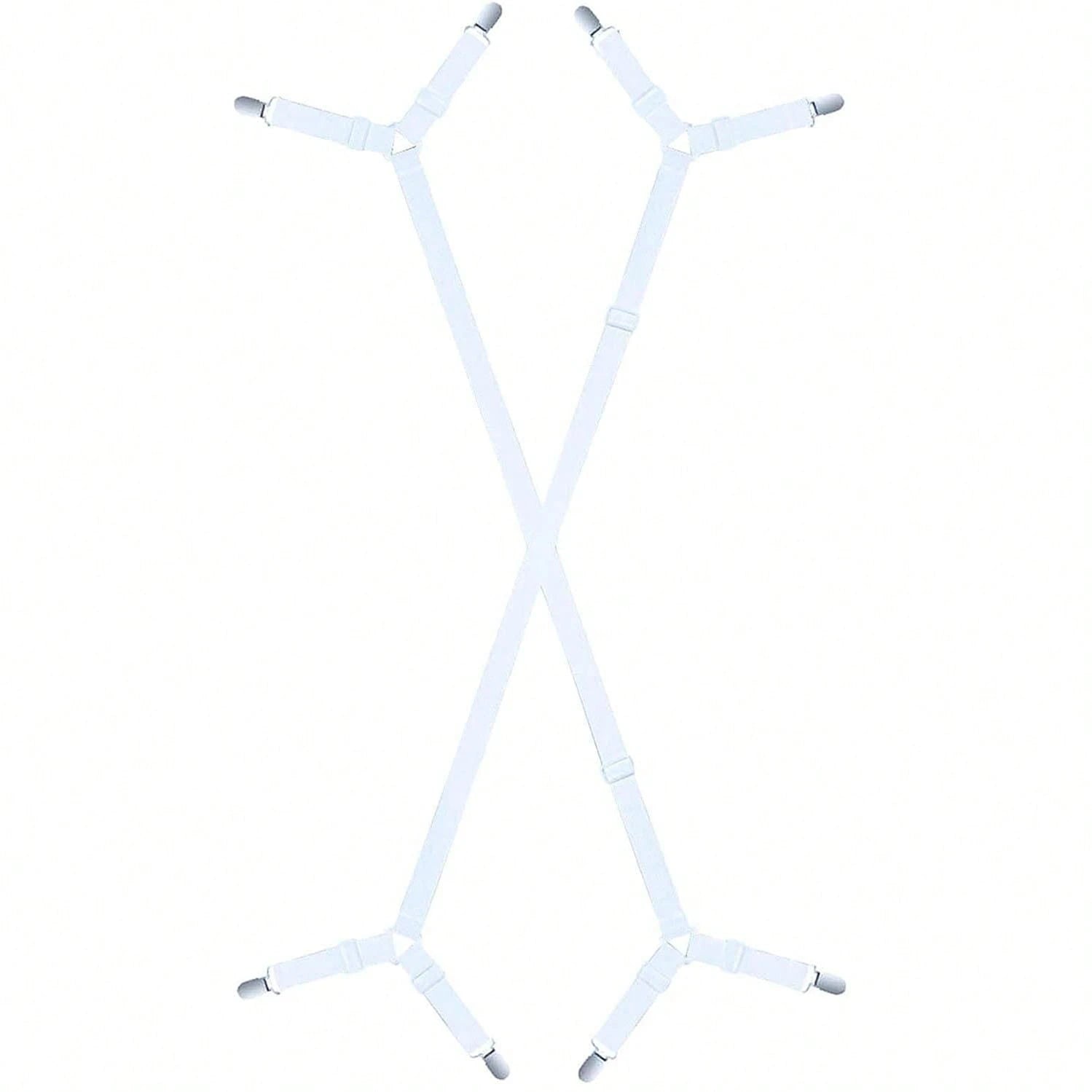 2pcs Adjustable Bed Sheet Holder Elastic Strap Clips, Cross-Shaped Bed Sheet Fastener