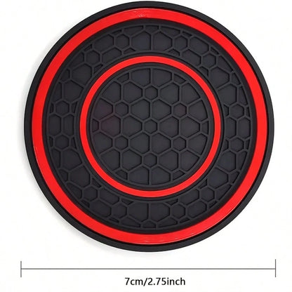 2pcs Anti-Slip Car Cup Holder Mats, Silicone Non-Slip Anti-Dust Automotive Cup Holder Pads- Universal Fit For Car Center Console Cup Holders, Made Of Silicone Material, Compatible With Various Holder