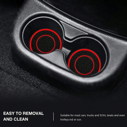 2pcs Anti-Slip Car Cup Holder Mats, Silicone Non-Slip Anti-Dust Automotive Cup Holder Pads- Universal Fit For Car Center Console Cup Holders, Made Of Silicone Material, Compatible With Various Holder