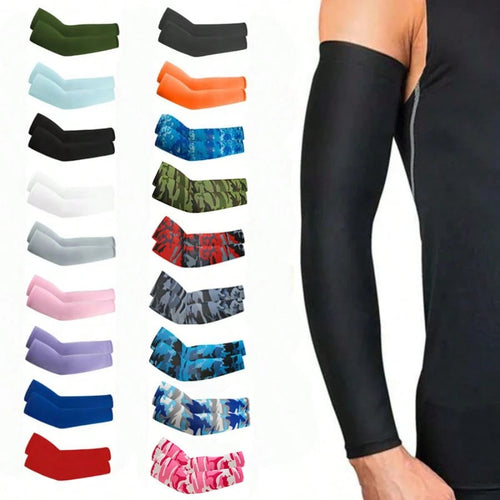 2pcs Arm Sleeves- Warm, Cool, Sports Arm Sleeves, Suitable For Running, Fishing, Cycling| Durable Textile Material, Black Base With Colorful Patterns, Hand Washable, Sports Arm Sleeves| Patterned S