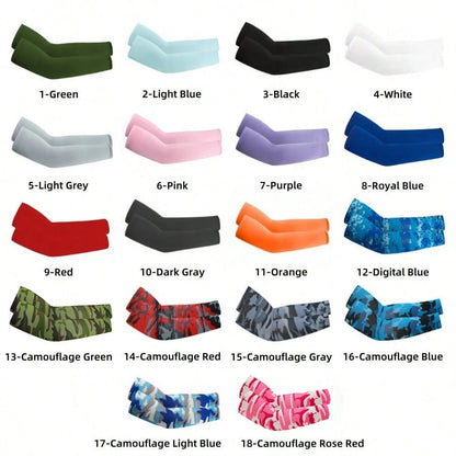 2pcs Arm Sleeves- Warm, Cool, Sports Arm Sleeves, Suitable For Running, Fishing, Cycling| Durable Textile Material, Black Base With Colorful Patterns, Hand Washable, Sports Arm Sleeves| Patterned S