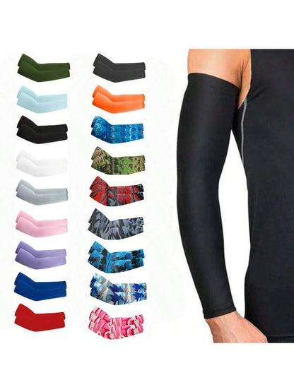 2pcs Arm Sleeves- Warm, Cool, Sports Arm Sleeves, Suitable For Running, Fishing, Cycling| Durable Textile Material, Black Base With Colorful Patterns, Hand Washable, Sports Arm Sleeves| Patterned S