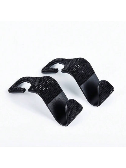 2pcs Artificial Diamond Car Hooks, Hidden Car Storage Hooks, Creative Car Seat Hooks, Women Car Accessories