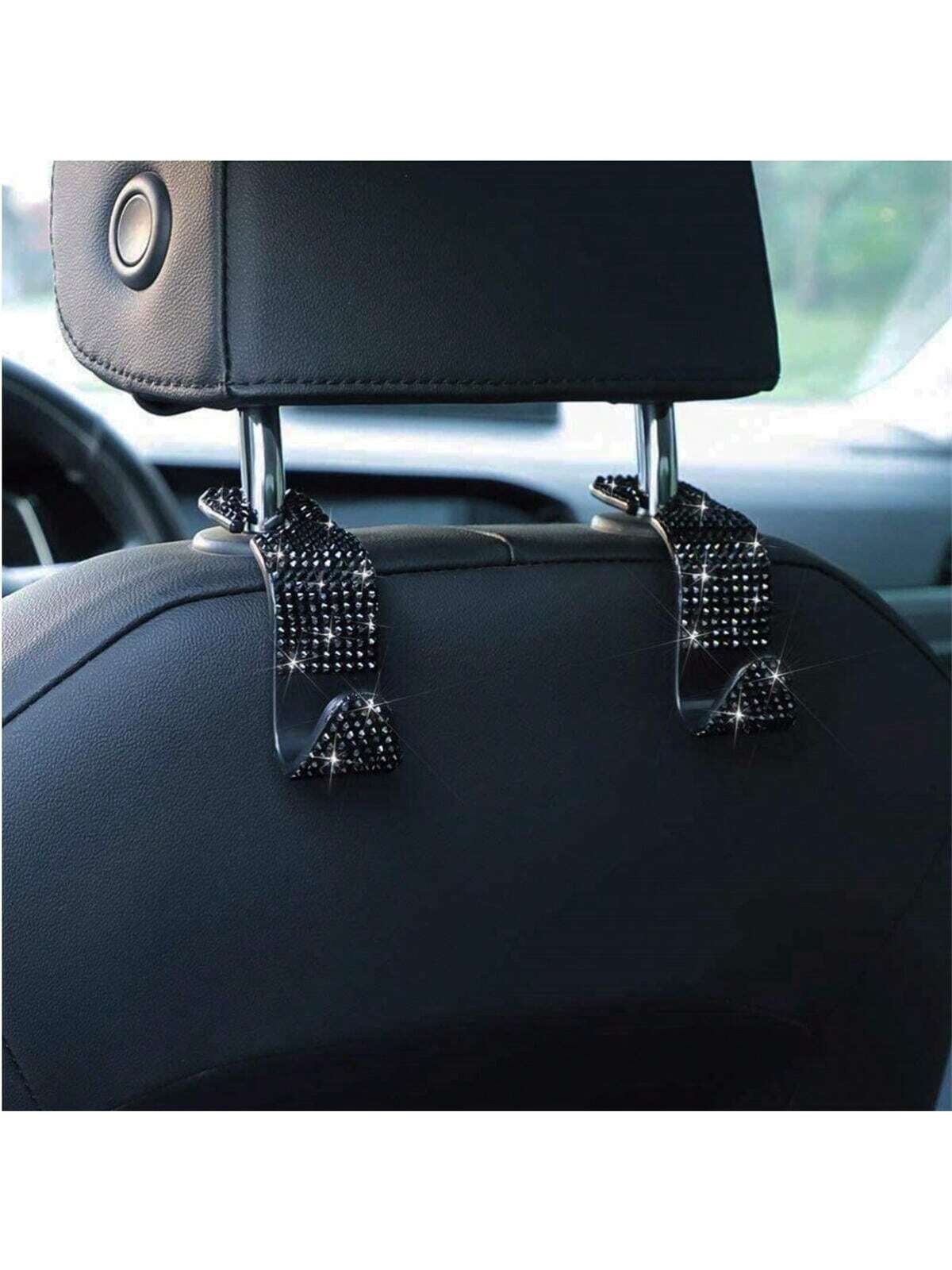 2pcs Artificial Diamond Car Hooks, Hidden Car Storage Hooks, Creative Car Seat Hooks, Women Car Accessories