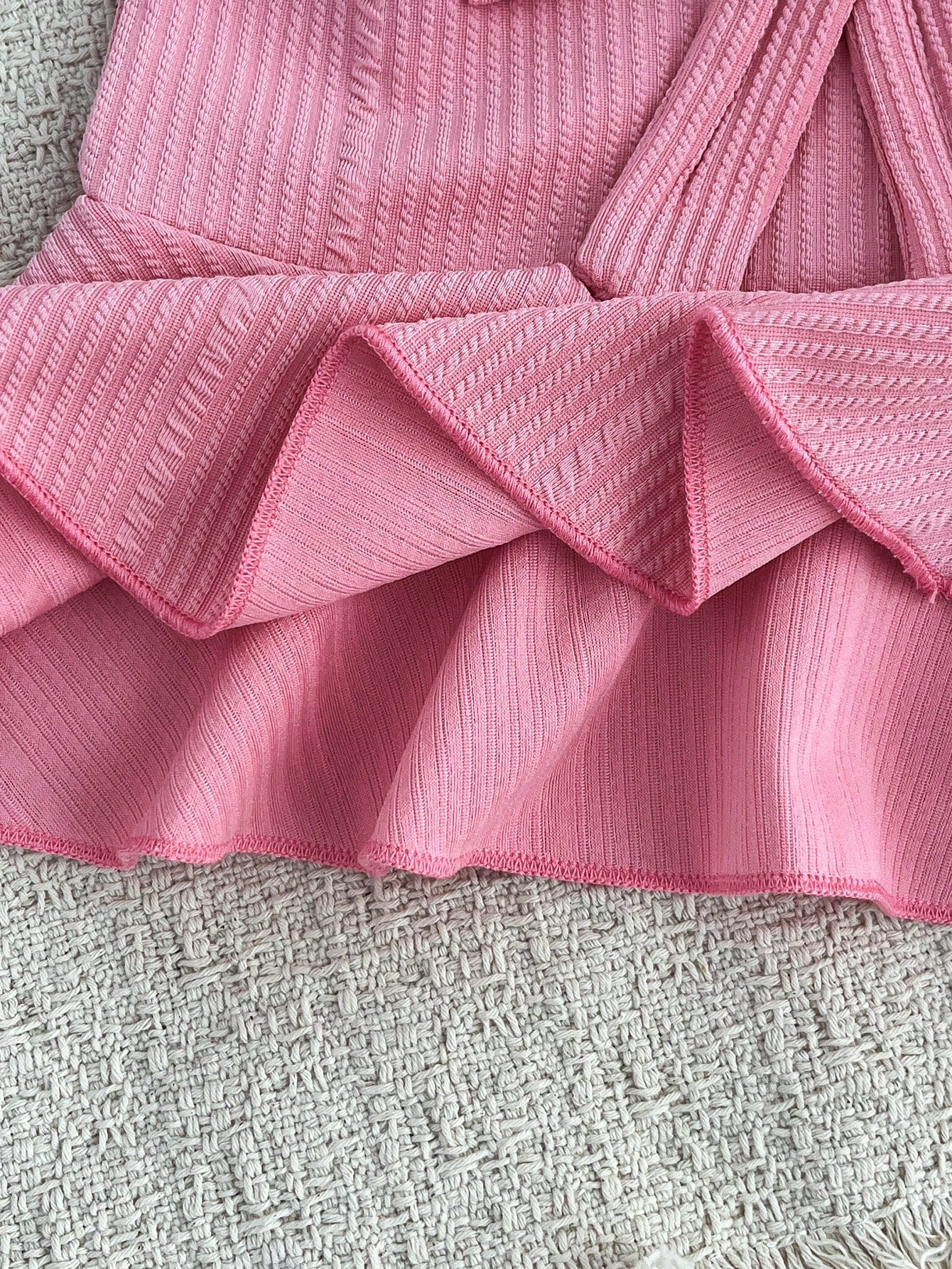 2pcs Baby Girl Cute Pink Bow Bell Sleeve Top & Matching Flared Pants Set, Lightweight Spring/Autumn