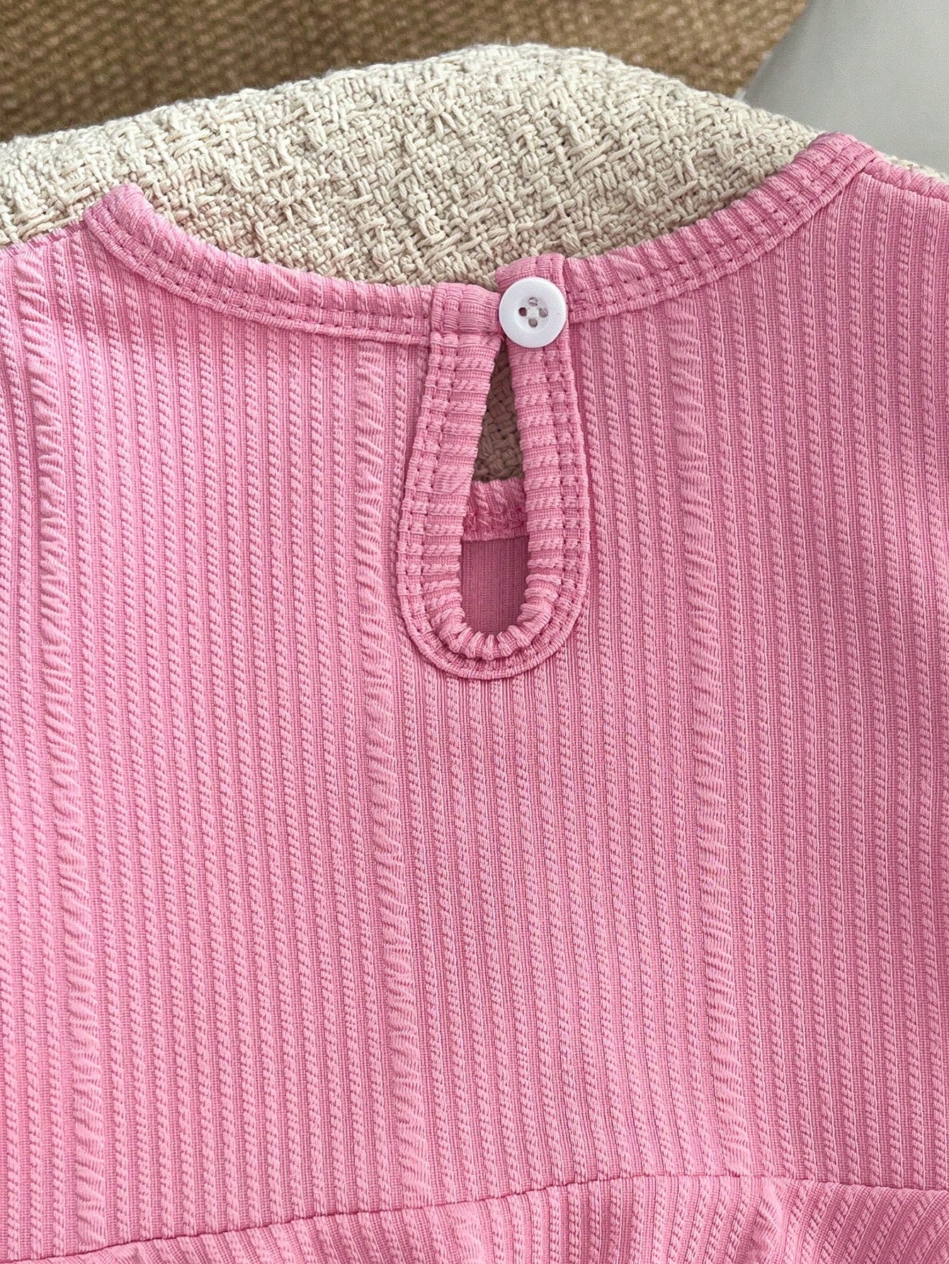 2pcs Baby Girl Cute Pink Bow Bell Sleeve Top & Matching Flared Pants Set, Lightweight Spring/Autumn