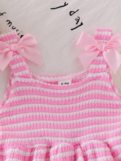 2pcs Baby Girls' Camisole Top And Shorts Set Hot Pink Summer Cute Vacation Outfit Vacation Cute