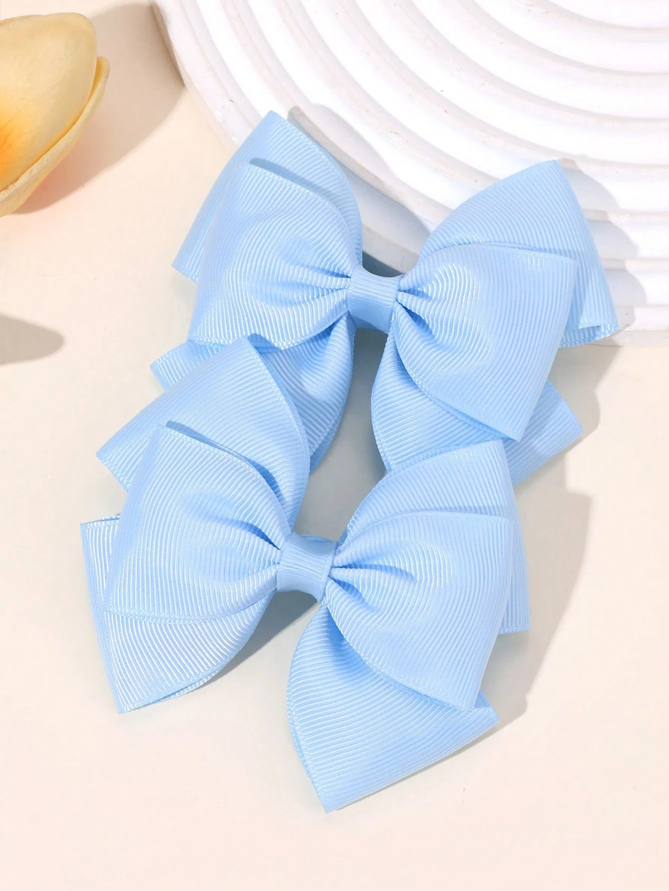2pcs Blue Hair Clips, Suitable For Girls- Elegant Blue Ribbon Bow Hair Clips, Cute Solid Color Alligator Clips, Light Blue Bow Hair Clips, Children's Daily Hair Accessories