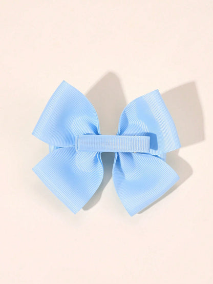 2pcs Blue Hair Clips, Suitable For Girls- Elegant Blue Ribbon Bow Hair Clips, Cute Solid Color Alligator Clips, Light Blue Bow Hair Clips, Children's Daily Hair Accessories