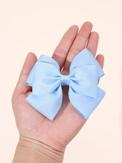 2pcs Blue Hair Clips, Suitable For Girls- Elegant Blue Ribbon Bow Hair Clips, Cute Solid Color Alligator Clips, Light Blue Bow Hair Clips, Children's Daily Hair Accessories