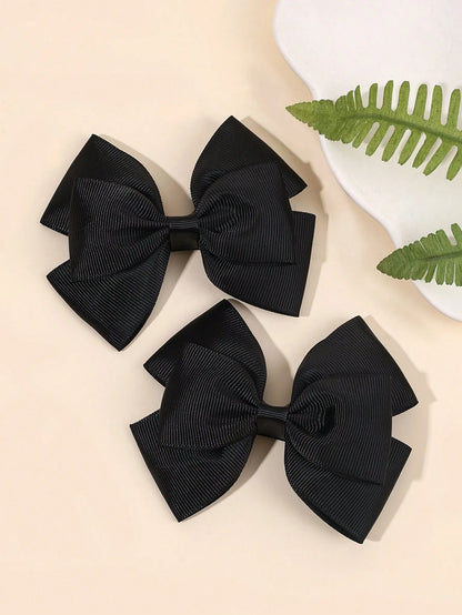 2pcs Blue Hair Clips, Suitable For Girls- Elegant Blue Ribbon Bow Hair Clips, Cute Solid Color Alligator Clips, Light Blue Bow Hair Clips, Children's Daily Hair Accessories
