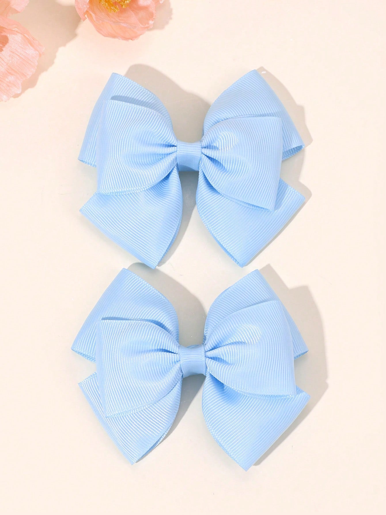 2pcs Blue Hair Clips, Suitable For Girls- Elegant Blue Ribbon Bow Hair Clips, Cute Solid Color Alligator Clips, Light Blue Bow Hair Clips, Children's Daily Hair Accessories