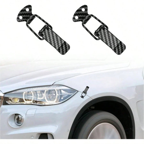 2PCS Car Bumper Clips Hook Lock, Carbon Fiber Hood Pins Toggle Clamp Quick Fix Release, Universal Car Accessories Bumper Security Hook Lock Clips Bumper Tailgate Small