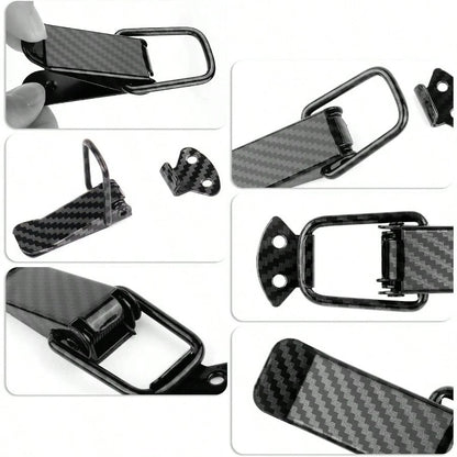 2PCS Car Bumper Clips Hook Lock, Carbon Fiber Hood Pins Toggle Clamp Quick Fix Release, Universal Car Accessories Bumper Security Hook Lock Clips Bumper Tailgate Small