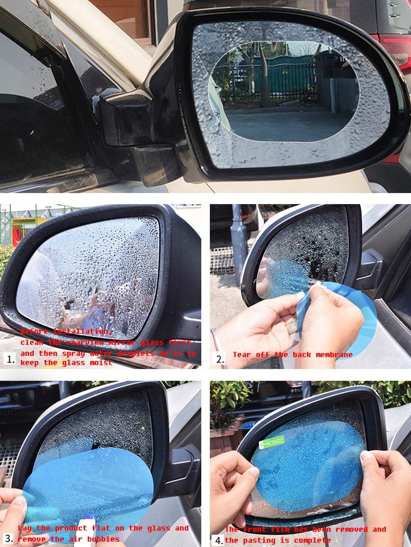 2pcs Car Rearview Mirror Rainproof Film