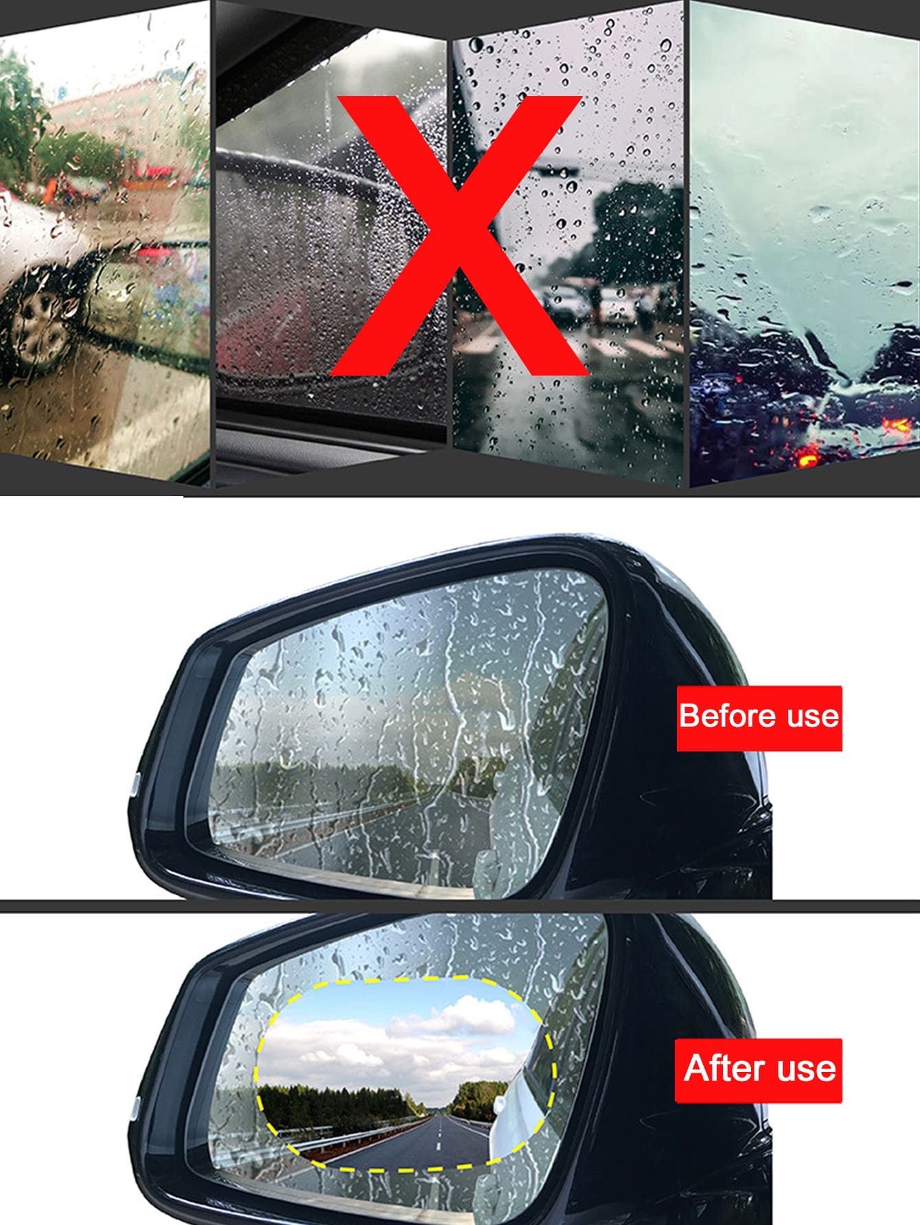2pcs Car Rearview Mirror Rainproof Film