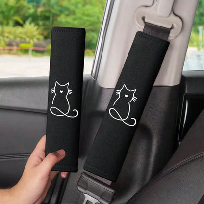 2pcs Car Seat Belt Shoulder Pads, Embroidered Design, Comfortable For Driver And Passenger All Season, Durable Safety Belt Accessories, 2025 New Shoulder Pads, Fit Most Vehicles, Car Interior Accessor