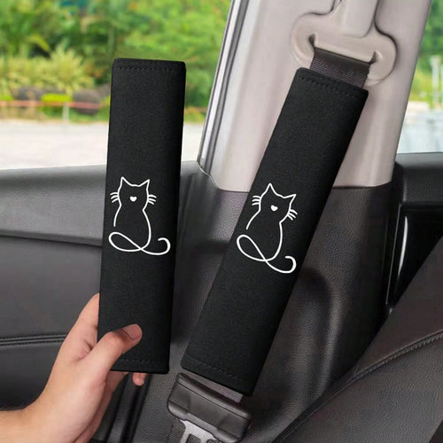 2pcs Car Seat Belt Shoulder Pads, Embroidered Design, Comfortable For Driver And Passenger All Season, Durable Safety Belt Accessories, 2025 New Shoulder Pads, Fit Most Vehicles, Car Interior Accessor
